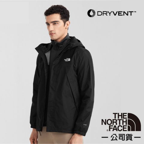 The North Face 北面 男新款 ANTORA 防水排濕耐磨登山健行連帽外套(亞洲版型).夾克/DryVent全壓膠外殼/7QOH-JK3 黑 N