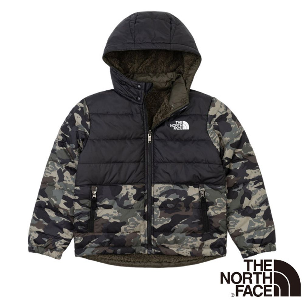 The North Face 北面 童 迷彩防潑水雙面穿保暖連帽鋪棉外套/機能性運動衫/休閒旅行/7WOX-94V 迷彩