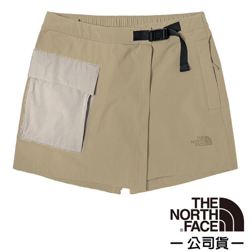 WALD 【美國 The North Face】女新款 4D彈性可調透氣排汗登山短褲/褲裙(亞洲版型)/4UCH-486 卡其 N