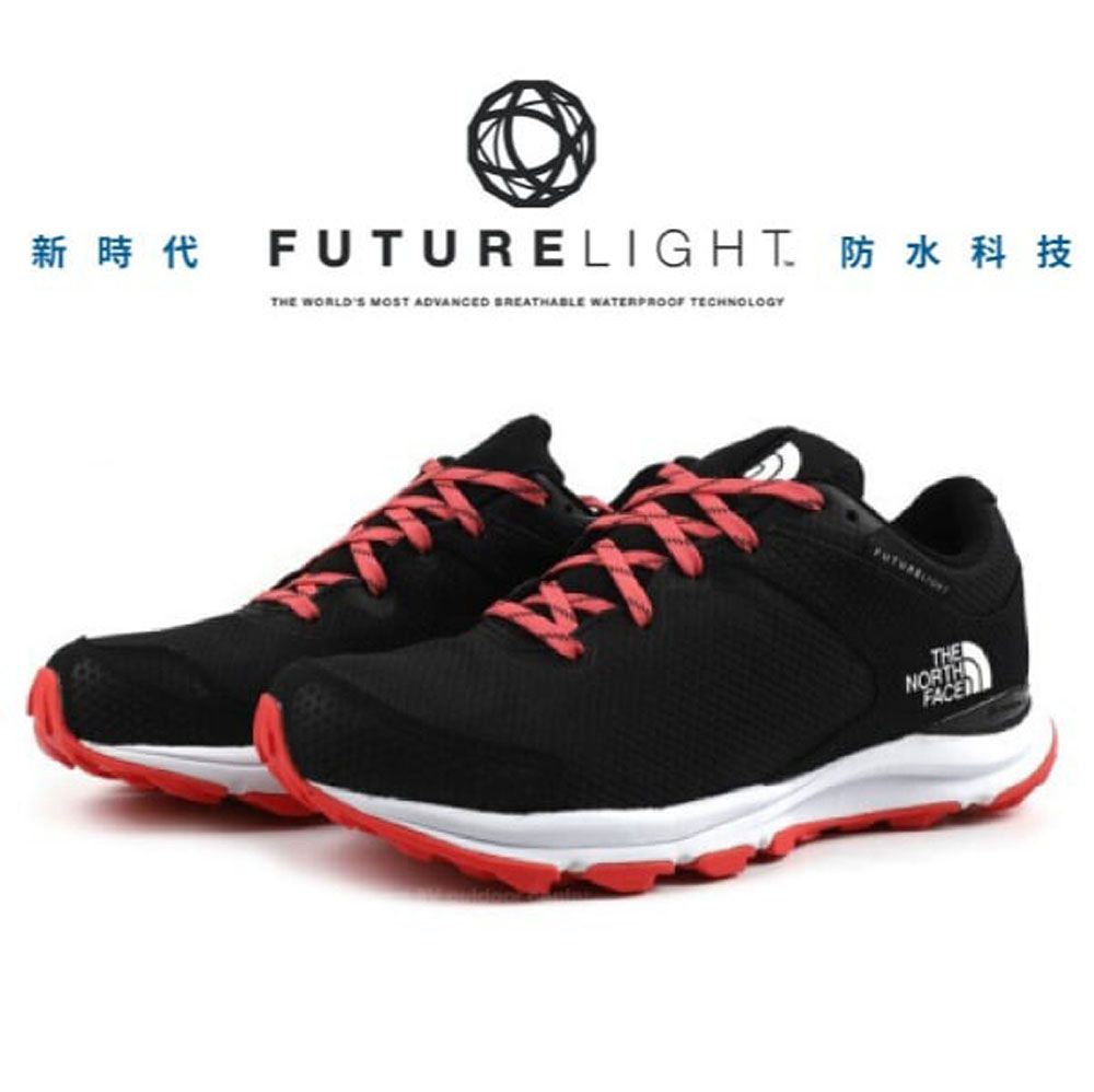 The North Face 北面 女 FUTURELIGHT 防水透氣避震登山健行鞋(防扭後跟穩定技術).抓地耐磨外底/4OA6-0VV 黑/火焰紅 V