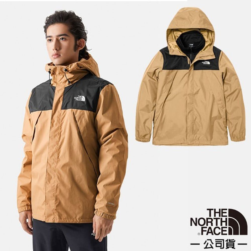 The North Face 北面 男 3效能 防水透氣防風耐磨連帽二件式外套/夾克.風雨衣.雪衣/DryVent全壓膠/7W7T-KOM 杏仁黃