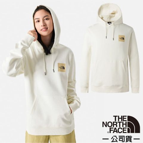 The North Face 北面 男女 U BOX NSE HOODIE 保暖長袖連帽T恤.休閒衫.機能性運動衫/棉質混紡面料.居家戶外/86PZ-N3N 梔子白