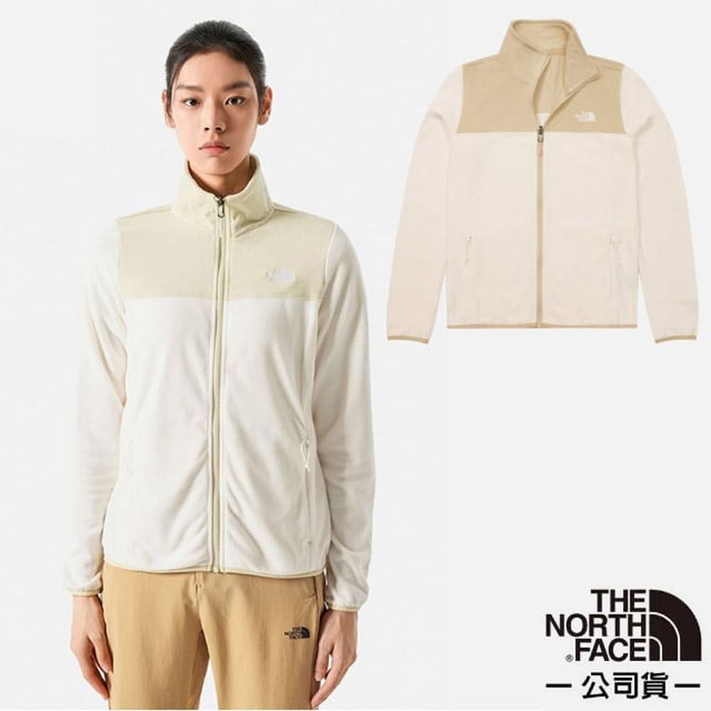 The North Face 北面 女 立領保暖抓絨外套/夾克/保暖抓絨材質.適登山健行.日常休閒/ 81SR-4U0 白色