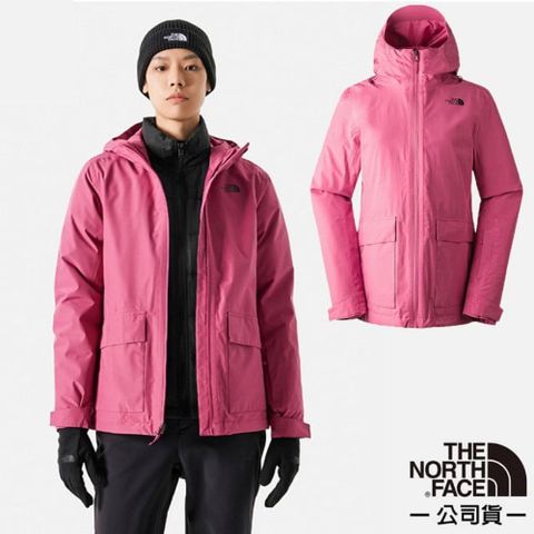 【The North Face】 女 防水透氣保暖連帽三合一外套/夾克.風雨衣/5AY1-OHM 粉色