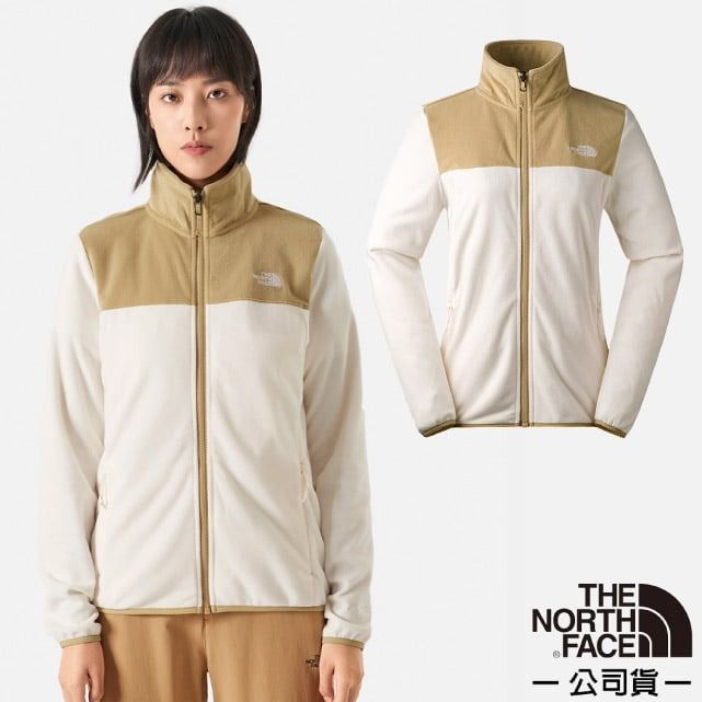 The North Face 北面 女 立領保暖抓絨外套/夾克/保暖抓絨材質.適登山健行.日常休閒/81SR-ROR 白色