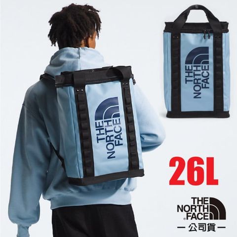 【美國 The North Face】大Logo 26L多功能日用減壓雙肩背包(900D防水布料)/3KYF-XOI 鋼鐵藍 N