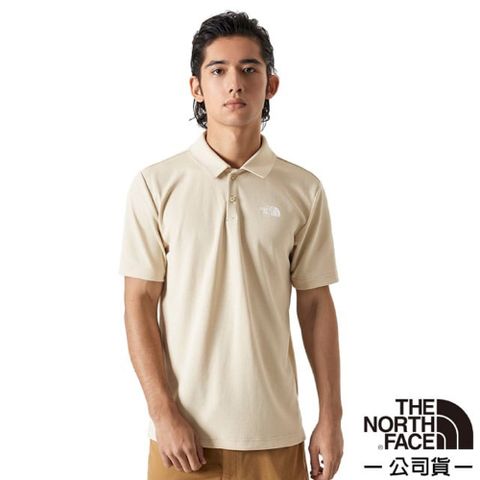 The North Face 北面 男 FLASHDRY吸濕透氣短袖POLO衫(亞洲版型).休閒衫.運動上衣/7QOW-3X4 卡其 N