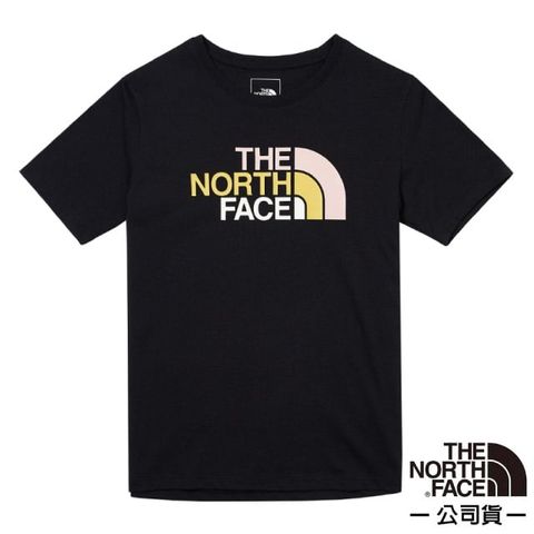 The North Face 北面 女 純棉品牌LOGO短袖T恤/純棉材質.圓領設計/休閒衫.運動上衣/ 88G8-JK3 黑色