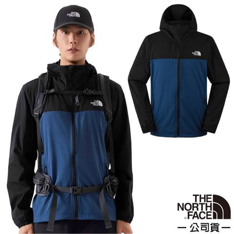 【The North Face】男 SUN CHASE WIND JACKET 防曬涼感COOL TOUCH連帽輕薄外套(亞洲版型).風衣.夾克/UPF50+/87VY-MPF 宇宙黑