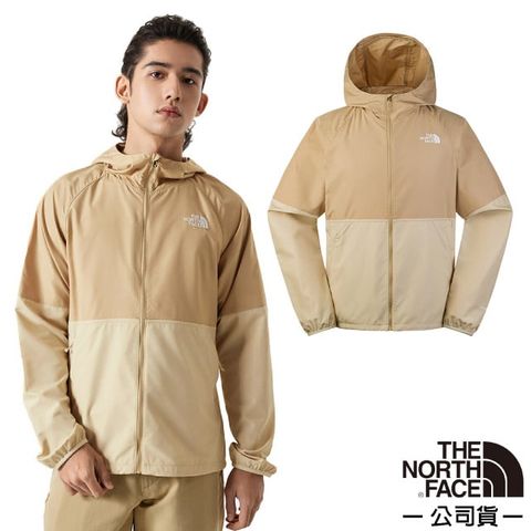 【The North Face】男 WindWall 輕薄款 防風防潑水可調節連帽外套.風衣.休閒夾克/背部大通風口.登山健行適用/81PO-QK7 礫石沙 N