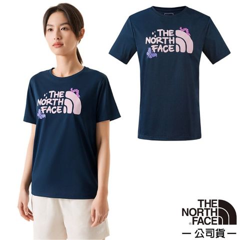 The North Face 北面 女 FLASHDRY 吸濕透氣排汗短袖圓領T恤.休閒套頭衫.運動上衣/Anti-odor抑菌/88H2-8K2 北面山巔藍