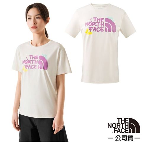 The North Face 北面 女 FLASHDRY 吸濕透氣排汗短袖圓領T恤.休閒套頭衫.運動上衣/Anti-odor抑菌/88H2-QLI 沙丘白