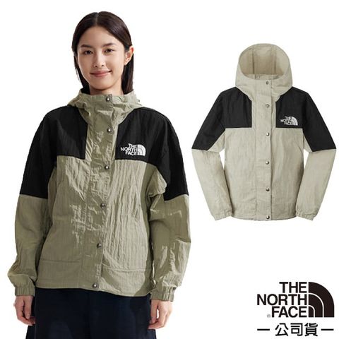 The North Face 北面 女 防風防潑水防曬連帽輕薄外套(亞洲版型).風衣.夾克/DWR防潑水面料.寬鬆版型/81RX-5IF 陶土灰