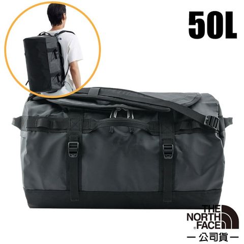 The North Face 北面 Base camp duffel 防水耐磨背提兩用旅行袋50L.手提後背行李袋.旅行.圓筒包/自助旅行/52ST-53R 時尚黑