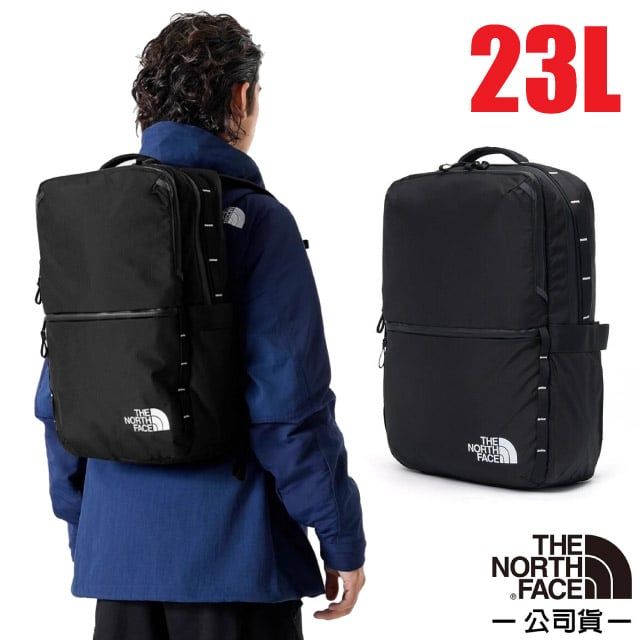 The North Face 北面 大容量多夾層休閒後背包23L.大容量主袋.日用雙肩背包/收納夾層/8AMK-53R 時尚黑