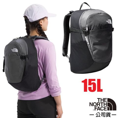 The North Face 北面 Basin 抗撕裂多功能耐磨減震後背包15L.上學書包.雙肩休閒背包/87SJ-4GZ 瀝黑灰