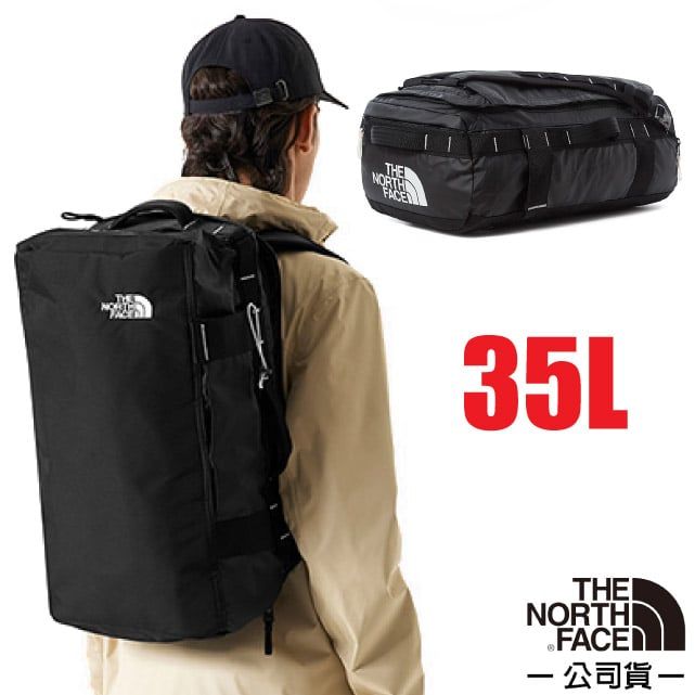 The North Face 北面 BASE CAMP VOYAGER DUFFEL 多功能背提兩用行李包35L.大容量雙肩後背包.手提行李袋.自助旅行包/52RR-53R 時尚黑