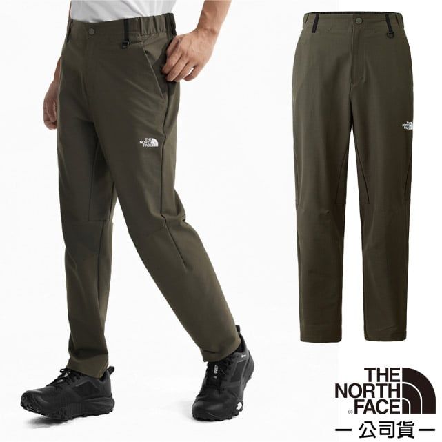 The North Face 北面 男 ESSEMTIAL Middle Weight 戶外休閒長褲(亞洲版型).機能運動登山健行褲/DWR防潑水/89ZU-21L 褐灰綠 V