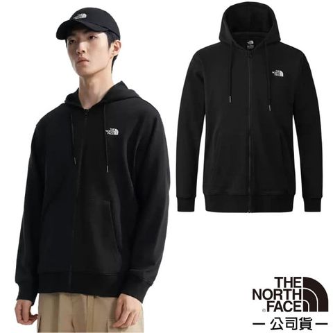 The North Face 北面 男女 U TNF FULL ZIP KNIT TOP 機能性保暖透氣長袖連帽外套.休閒夾克/純棉面料/83OR-4H0 宇宙黑