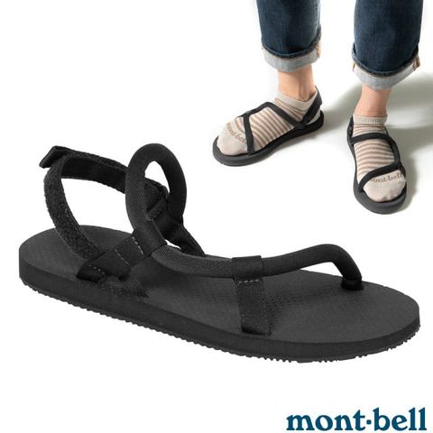 【MONT-BELL】 Lock-On Sandals 自動調校織帶涼鞋.拖鞋/防滑鞋床.後跟可調.EVA鞋底/1129714 BK 黑