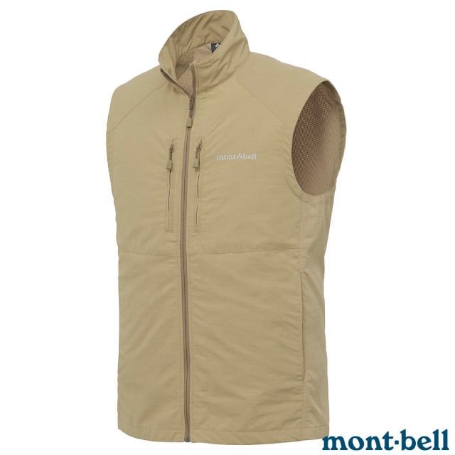 MONT-BELL 男 TREKKING VEST 防風防潑水休閒運動背心.立領拉鍊開襟背心/登山健行戶外活動適用/1103332 TN 卡其