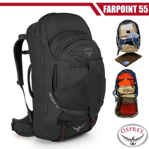 【美國 OSPREY】 Farpoint 55L 多功能登機箱/行李箱背包(附爆音哨+筆電腦包+快拆設計)/火山灰 Q