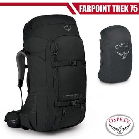 【美國 OSPREY】 Farpoint Trek Pack 75L 多功能自助旅行背包.行李箱背包/黑 Q