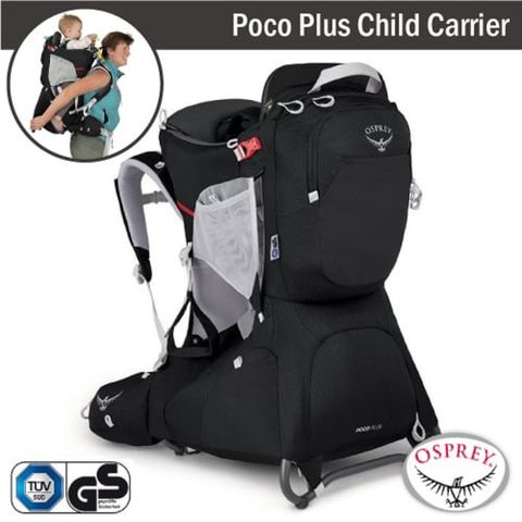 OSPREY Poco Plus Child Carrier 26L 網架式透氣嬰兒背架背包(含全包式遮陽罩).行動嬰兒座椅_星耀黑