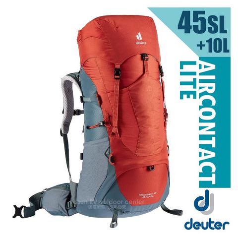 Deuter Aircontact Lite 45+10SL 專業輕量減震拔熱透氣背包(速調肩帶系統)/3340421 辣椒紅/淺藍