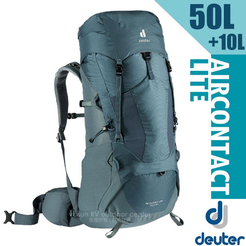 Deuter Aircontact Lite 50+10L 專業輕量減震拔熱透氣背包(大容量+Vari Quick速調肩帶系統)_ 3340521 深灰藍