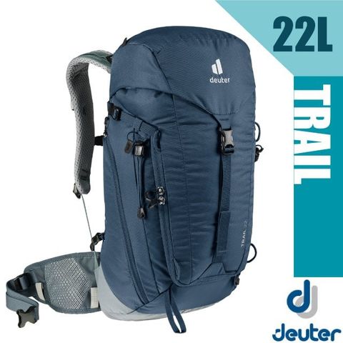 【Deuter】TRAIL 22L 輕量拔熱透氣健行登山背包(AIRCONTACT 附防雨套) 3440121 深藍