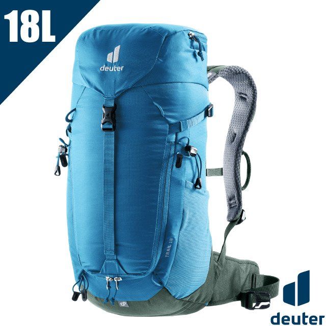 Deuter TRAIL 18L 輕量拔熱透氣登山背包(AIRCONTACT 3D立體背負系統.附防雨套)/3440123 藍