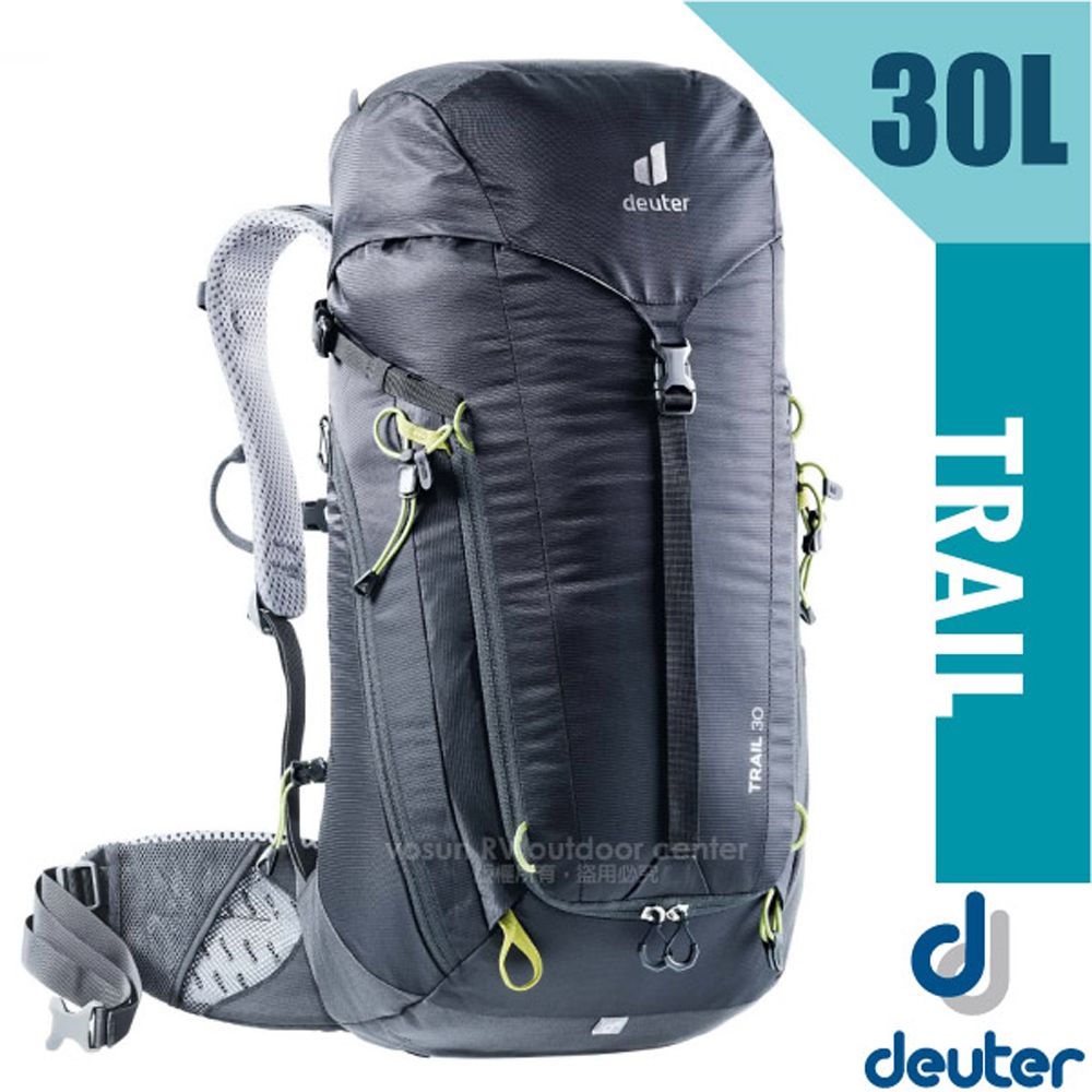 Deuter TRAIL 30L 輕量拔熱透氣健行登山背包(AIRCONTACT 3D立體背負系統.附防雨套) 3440521 黑