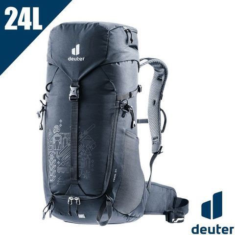 【Deuter】TRAIL限定版輕量拔熱透氣背包24L(125周年紀念款).旅遊背包.登山包.健行包_3441523 黑