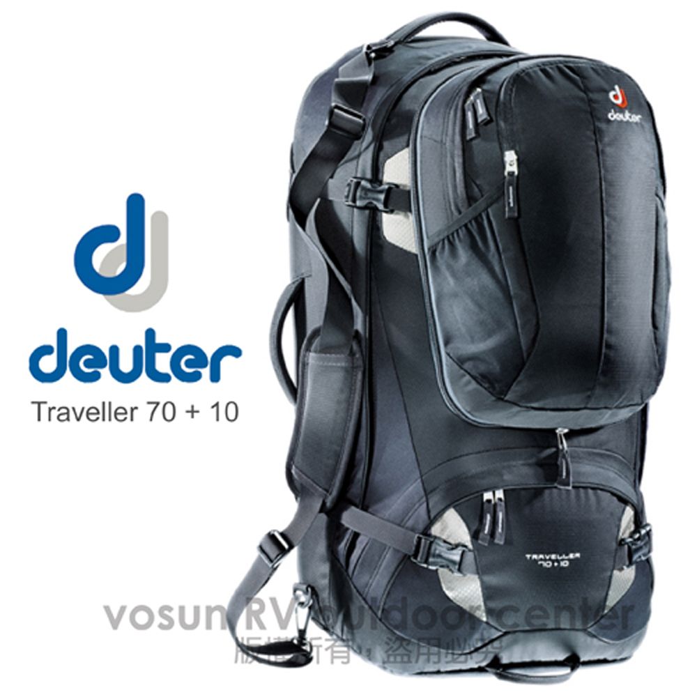 Deuter Traveller 70+10L 自助旅行背包/子母包.登山背包.露營背包.自行車背包_3510115 黑/灰