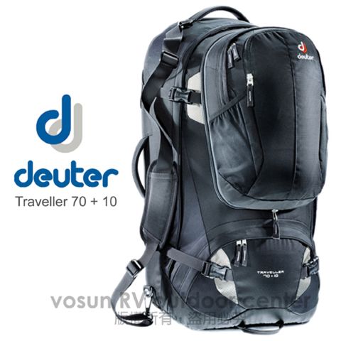 【Deuter】Traveller 70+10L 自助旅行背包/子母包.登山背包.露營背包.自行車背包_3510115 黑/灰