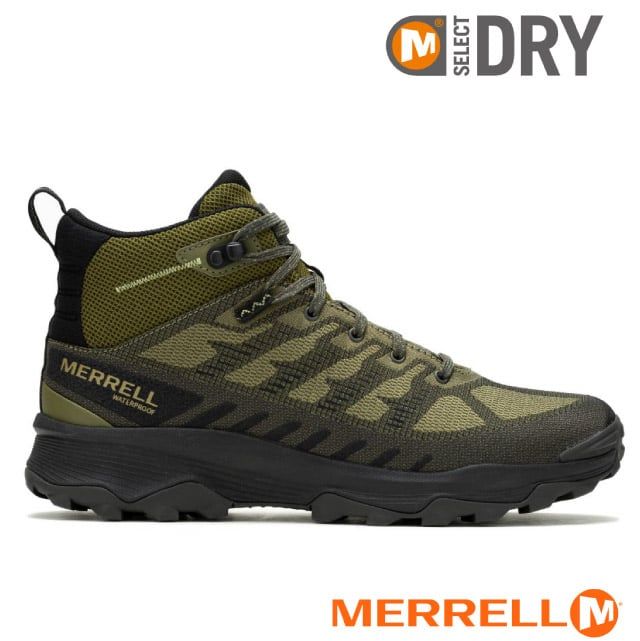 Merrell 男 SPEED ECO MID WATERPROOF 多功能防水透氣中筒登山健行鞋.休閒/專業襪套式防水膜/ML037539 深綠色