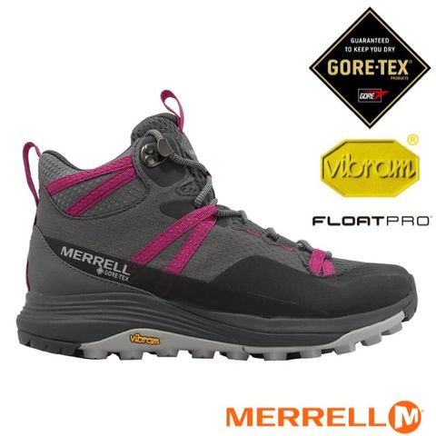 Merrell 女 SIREN 4 MID GORE-TEX 防水透氣登山健行鞋.戶外/Vibram黃金大底.NXT生物抑菌技術/ML500336 灰/桃紅