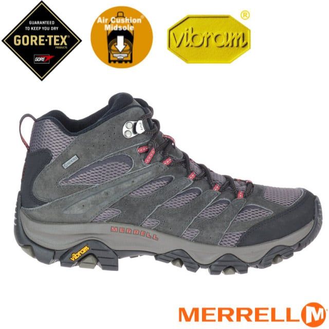 Merrell 男 MOAB 3 MID GORE-TEX 多功能防水透氣登山健行鞋-寬楦/Vibram黃金大底.輕量EVA中底/ML035785 深灰色