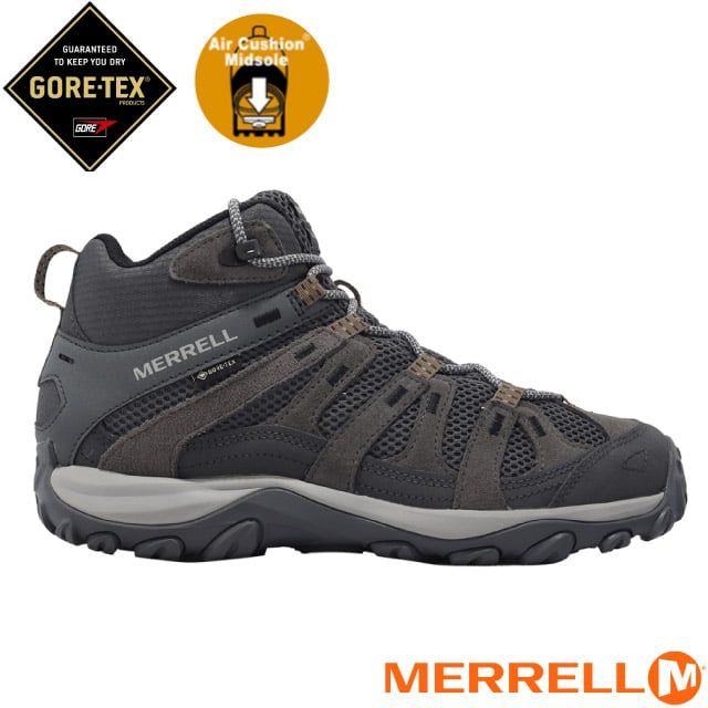 Merrell 男 ALVERSTONE 2 MID GORE-TEX 多功能防水透氣登山健行鞋.休閒鞋/Grip耐磨抓地系統_ML037165 灰色