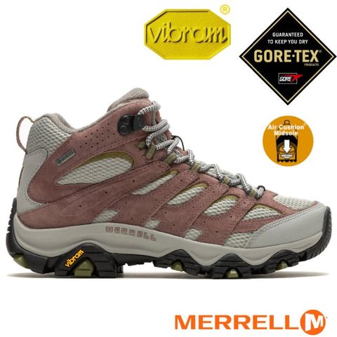 Merrell 女 MOAB 3 MID GORE-TEX 多功能防水透氣登山健行鞋/Vibram黃金大底.輕量EVA中底/ML037496 玫瑰色