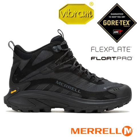 Merrell 男 MOAB SPEED 2 MID GORE-TEX 多功能防水透氣中筒登山健行鞋(寬楦)/Vibram黃金大底/ML037501W 黑色