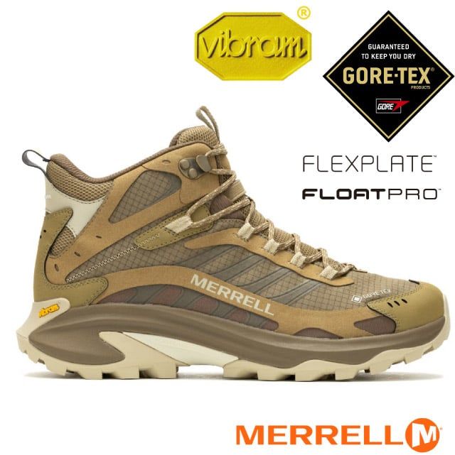 Merrell 男 MOAB SPEED 2 MID GORE-TEX 多功能防水透氣中筒登山健行鞋.登山鞋/Vibram黃金大底/ML037505 奶茶棕