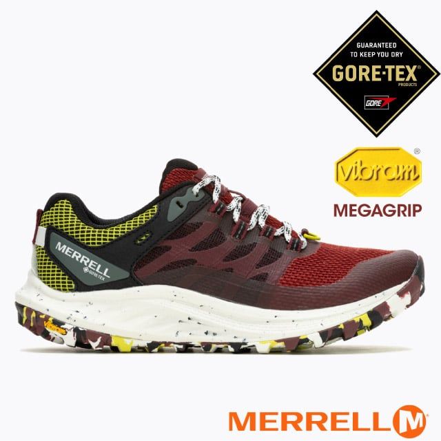 Merrell 女 ANTORA 3 GORE-TEX 防水輕量越野健行鞋.透氣登山鞋.戶外休閒運動鞋/Vibram黃金大底/ML067814 深紅色