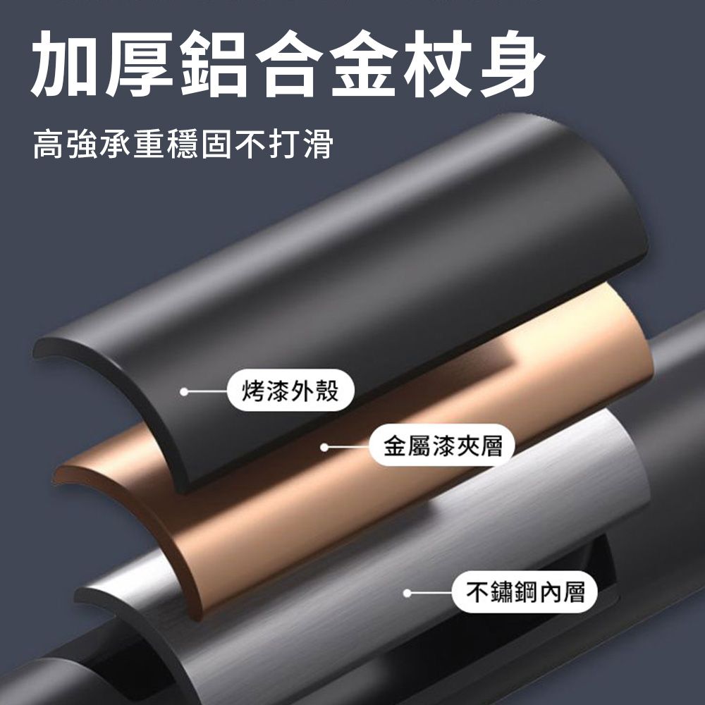 QLZHS LED照明燈可伸縮拐杖 帶扶手設計 鋁合金兩用四腳拐杖 10檔高度調節手杖 (老人杖/登山杖/助力杖)