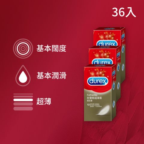 【Durex杜蕾斯】超薄型保險套(12入)x3