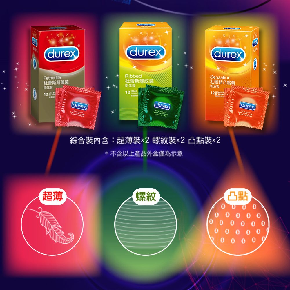 Durex 杜蕾斯 綜合裝衛生套6入x2盒(共12入)