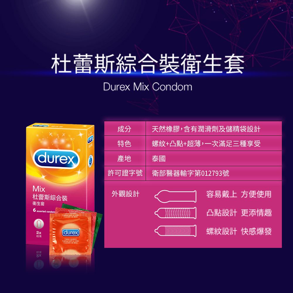 Durex 杜蕾斯 綜合裝衛生套6入x2盒(共12入)