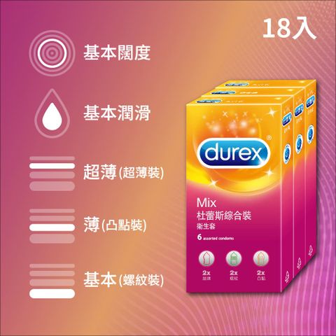 Durex 杜蕾斯 綜合裝衛生套6入x3盒(共18入)