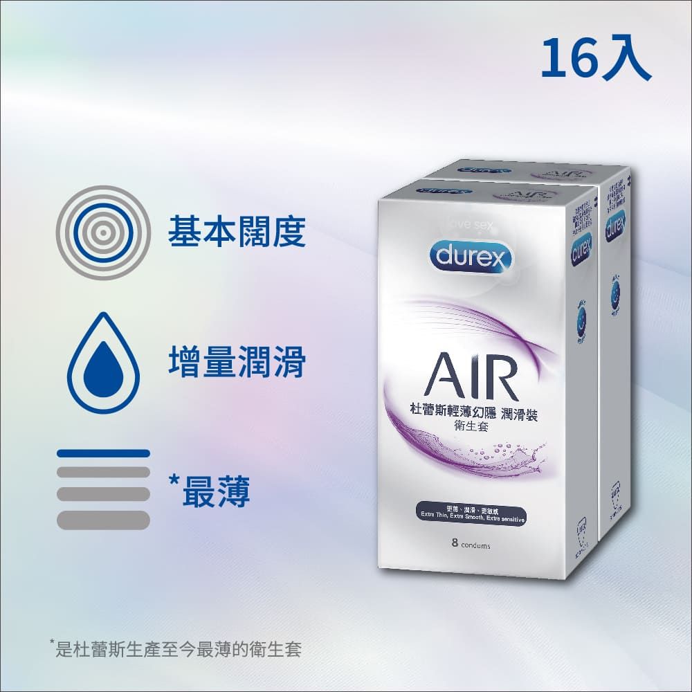 Durex 杜蕾斯 AIR輕薄幻隱潤滑裝衛生套8入x2盒(共16入)